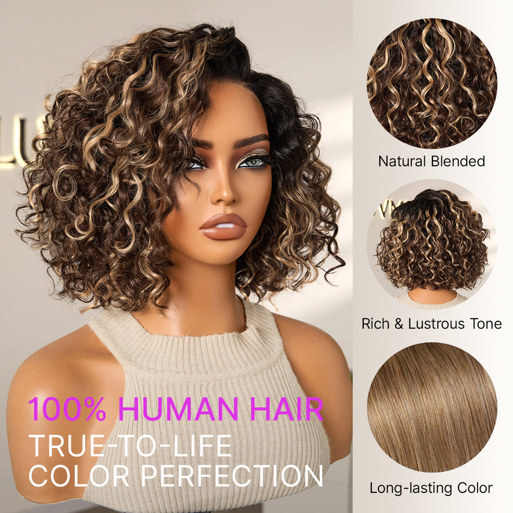 Glueless HD Lace Bob T-Part Lace Human Hair Wig - Highlight | 8"-14"