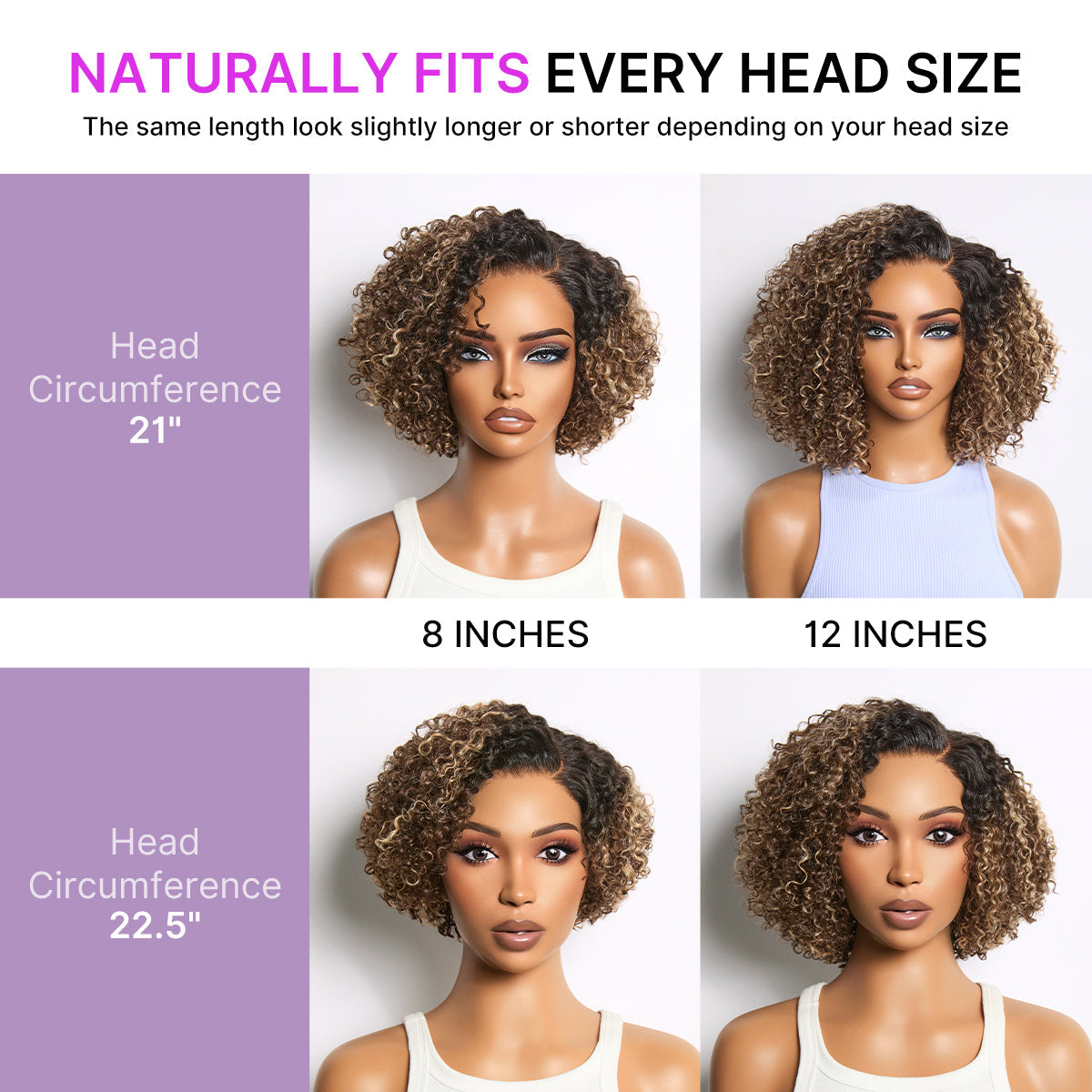 Glueless HD Lace Pixie T-Part Lace Human Hair Wig - Highlight | 8"-14"