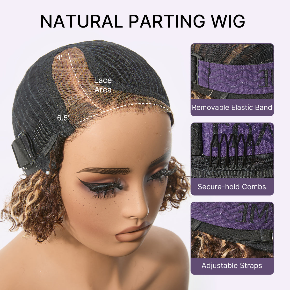 Glueless HD Lace Pixie T-Part Lace Human Hair Wig - Highlight | 8"-14"