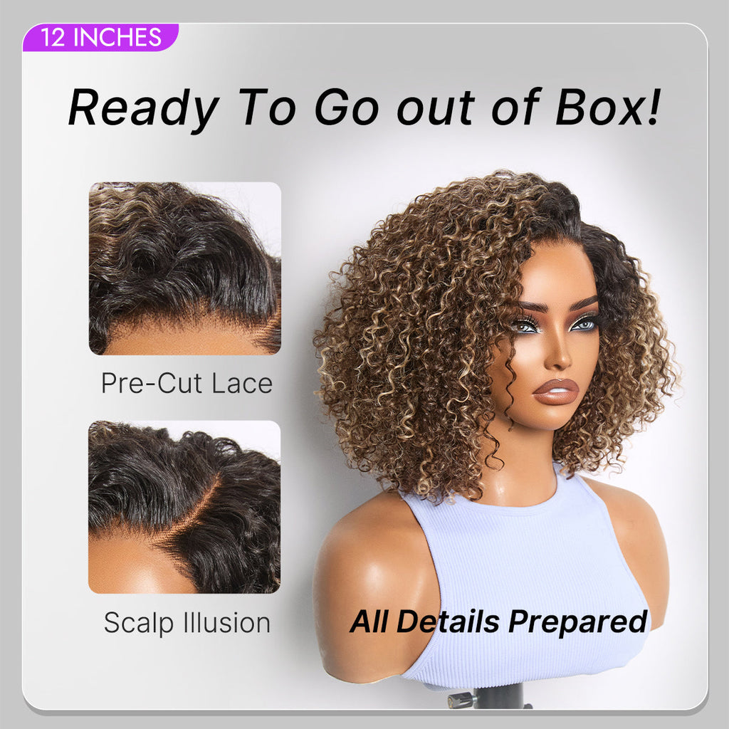 Glueless HD Lace Pixie T-Part Lace Human Hair Wig - Highlight | 8"-14"