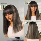 Glueless Bob Human Hair Wig with Bangs | 8"-14"