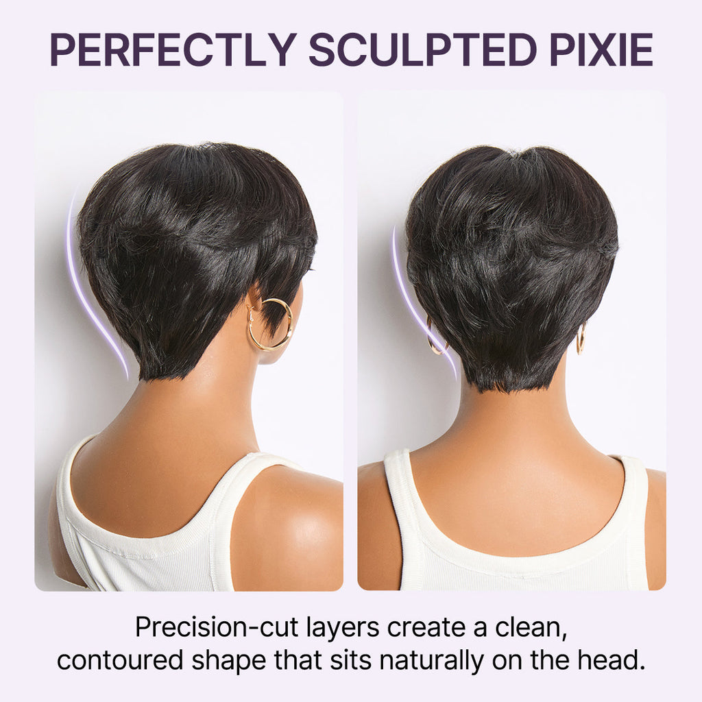 Glueless Pixie Human Hair Wig with Bangs | 8"-14"
