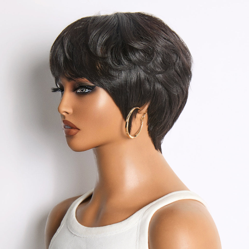 Glueless Pixie Human Hair Wig with Bangs | 8"-14"