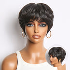 Glueless Pixie Human Hair Wig with Bangs | 8"-14"