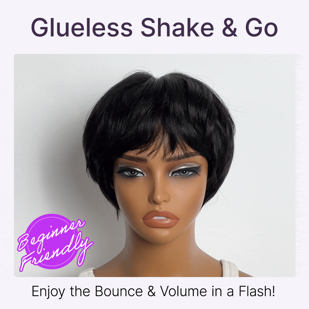 Glueless Pixie Human Hair Wig with Bangs | 8"-14"