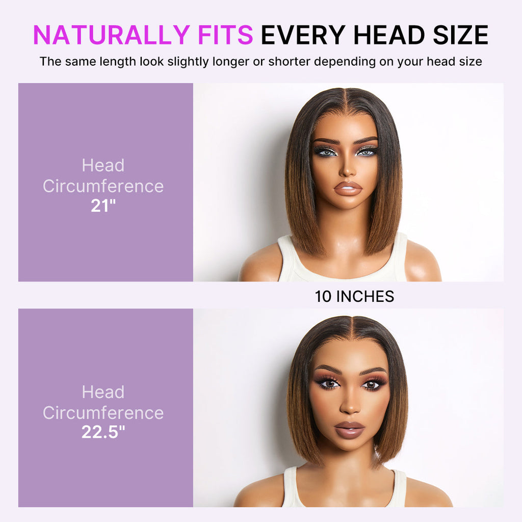 Glueless HD Lace Bob T-Part Lace Human Hair Wig - Ombre | 8"-14"