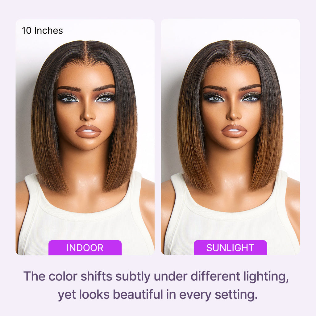 Glueless HD Lace Bob T-Part Lace Human Hair Wig - Ombre | 8"-14"