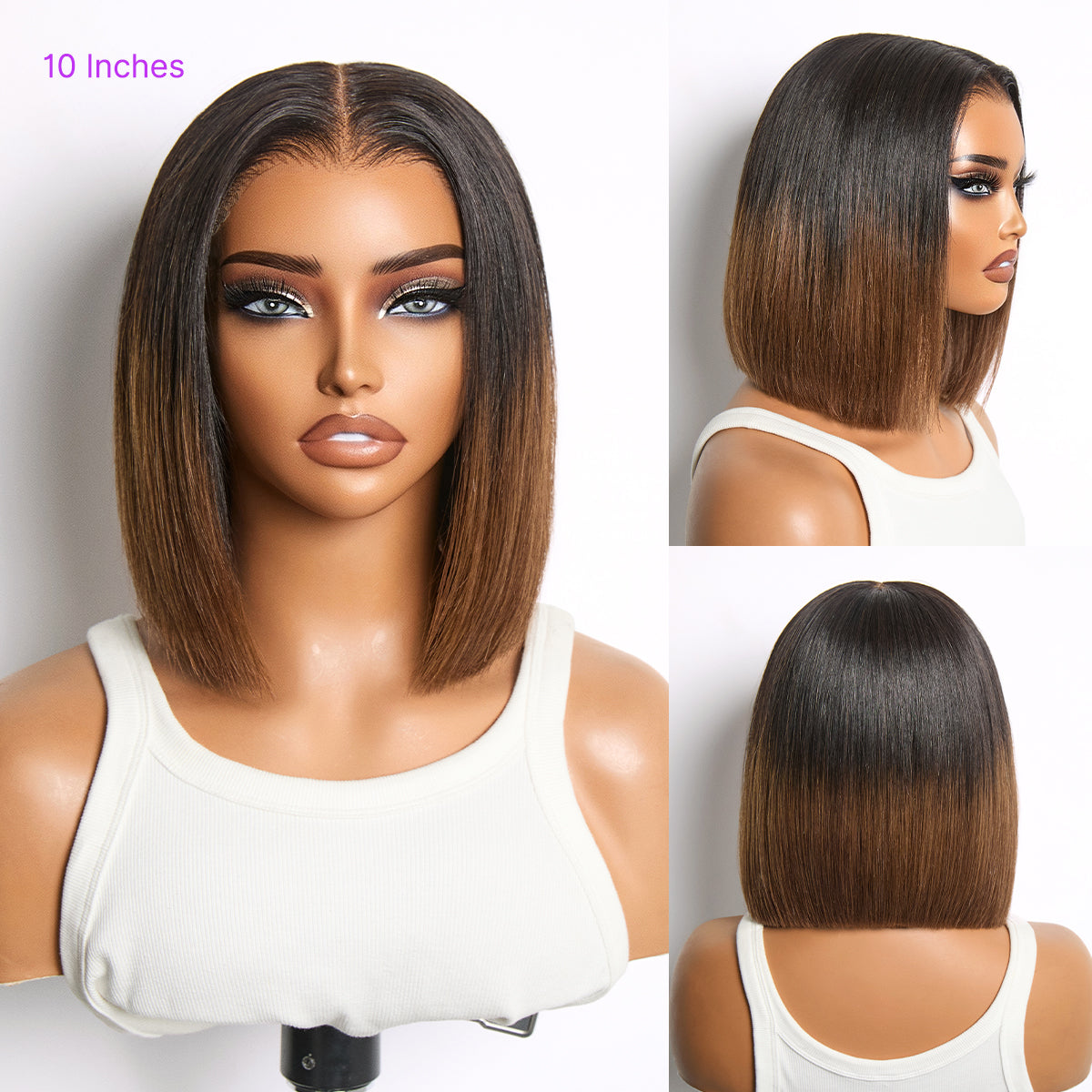 Glueless HD Lace Bob T-Part Lace Human Hair Wig - Ombre | 8"-14"
