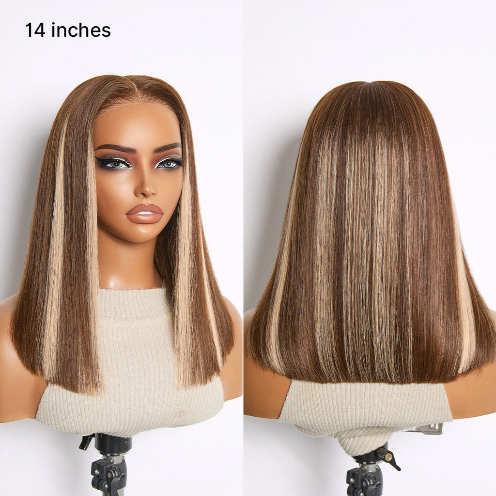 Glueless HD Lace Bob T-Part Lace Human Hair Wig - Highlight | 8"-14"