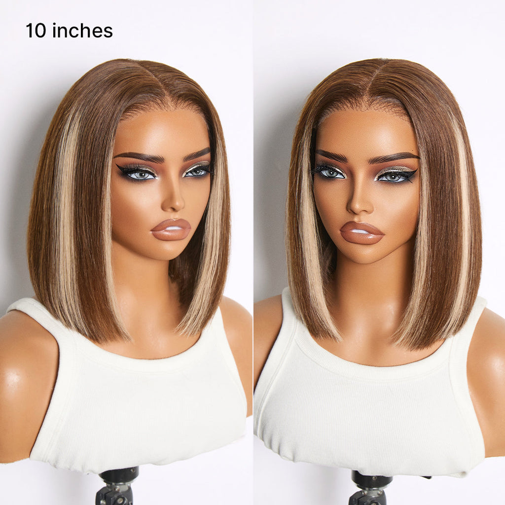 Glueless HD Lace Bob T-Part Lace Human Hair Wig - Highlight | 8"-14"