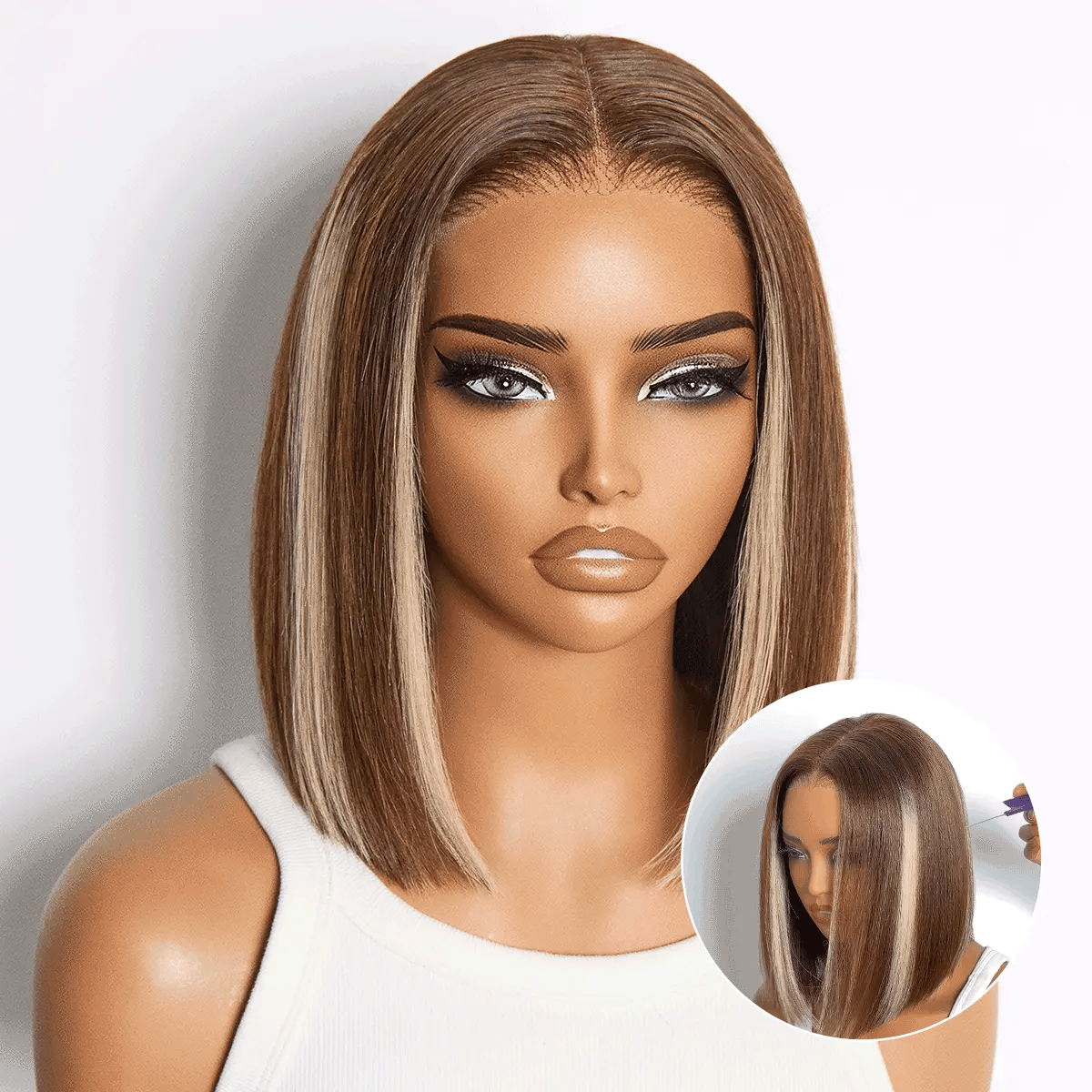 Glueless HD Lace Bob T-Part Lace Human Hair Wig - Highlight | 8"-14"