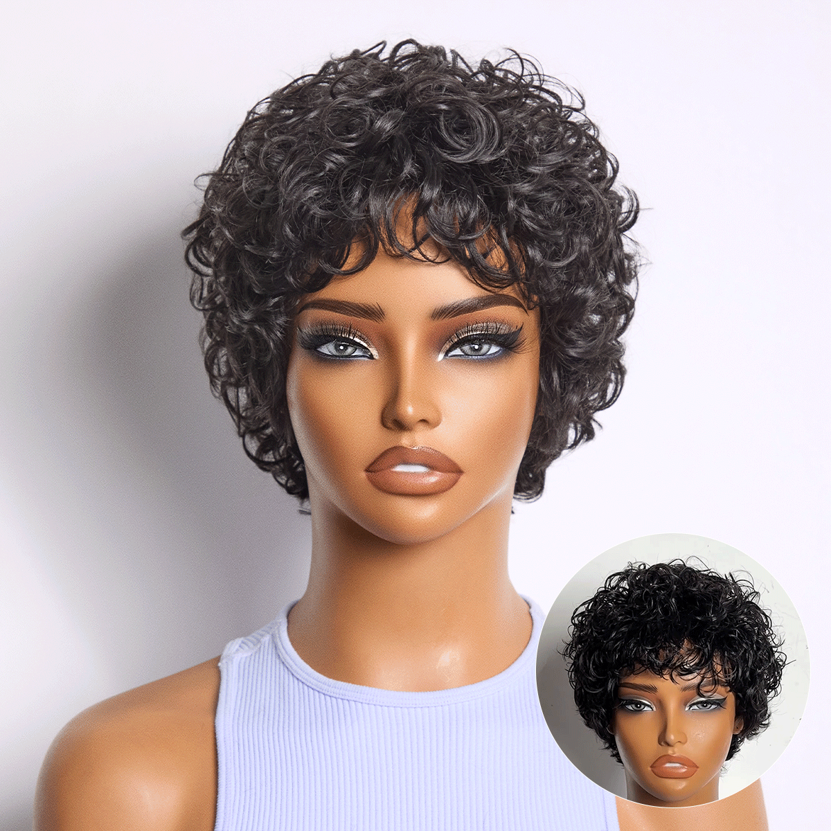 Glueless Curly Human Hair Wig | 8"-14"