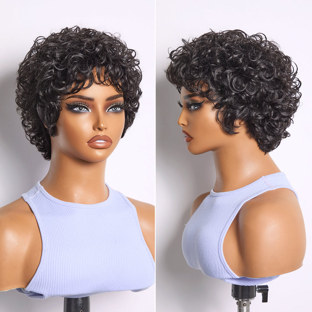 Glueless Curly Human Hair Wig | 8"-14"