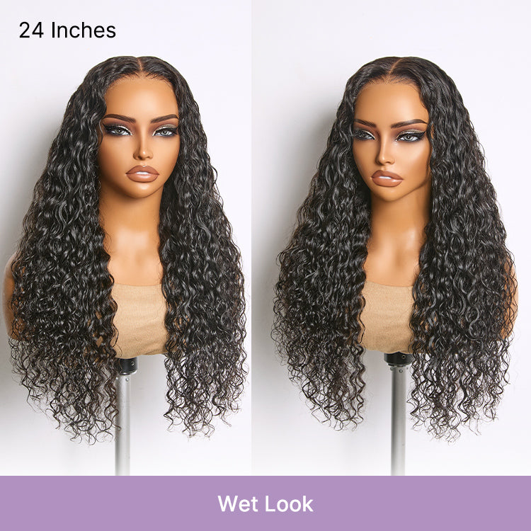 Glueless HD Lace Water Wave T-Part Lace Human Hair Wig 180% Density | 8"-14"