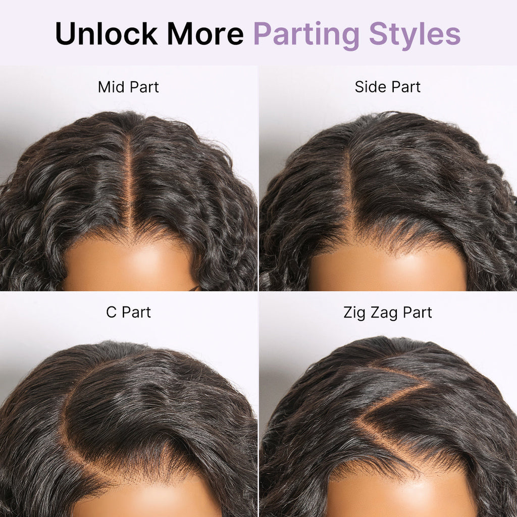 Glueless HD Lace Water Wave T-Part Lace Human Hair Wig 180% Density | 8"-14"