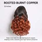 Glueless Loose Wave T-Part Lace Human Hair Wig - Red with Bangs | 10"-28"