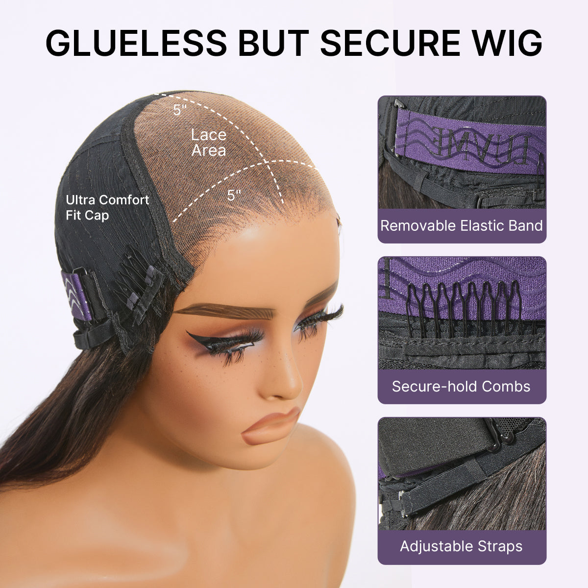 Glueless Loose Wave T-Part Lace Human Hair Wig - Red with Bangs | 10"-28"