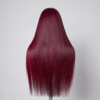 Glueless Straight 4X4 Closure Human Hair Wig - Red with Bangs | 10"-28"