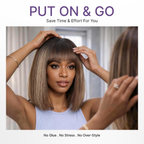 Glueless Bob Human Hair Wig - Highlight with Bangs | 8"-14"