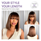 Glueless Bob Human Hair Wig - Highlight with Bangs | 8"-14"
