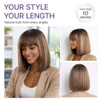 Glueless Bob Human Hair Wig - Highlight with Bangs | 8"-14"