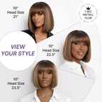 Glueless Bob Human Hair Wig - Highlight with Bangs | 8"-14"