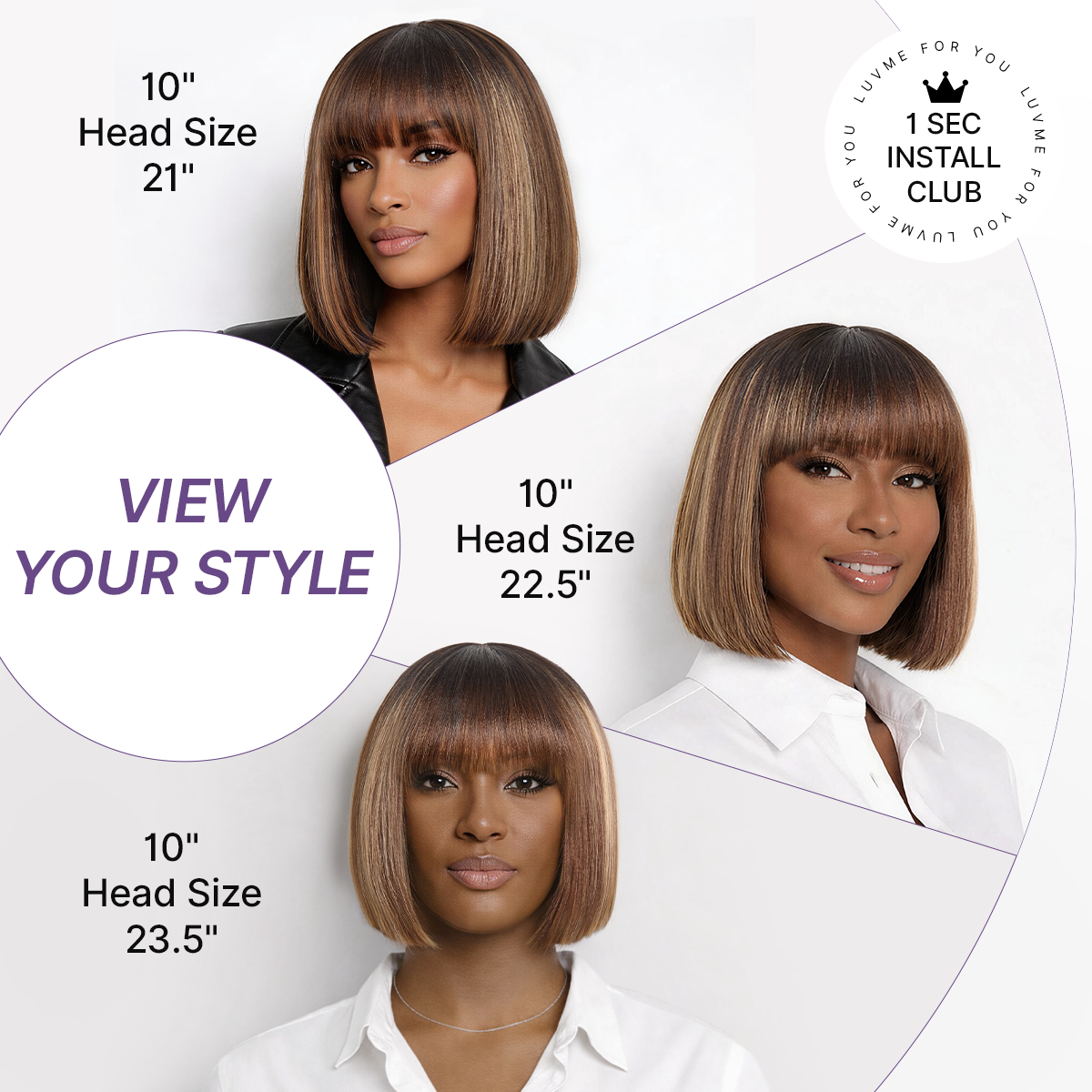 Glueless Bob Human Hair Wig - Highlight with Bangs | 8"-14"