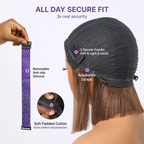 Glueless Bob Human Hair Wig - Highlight with Bangs | 8"-14"