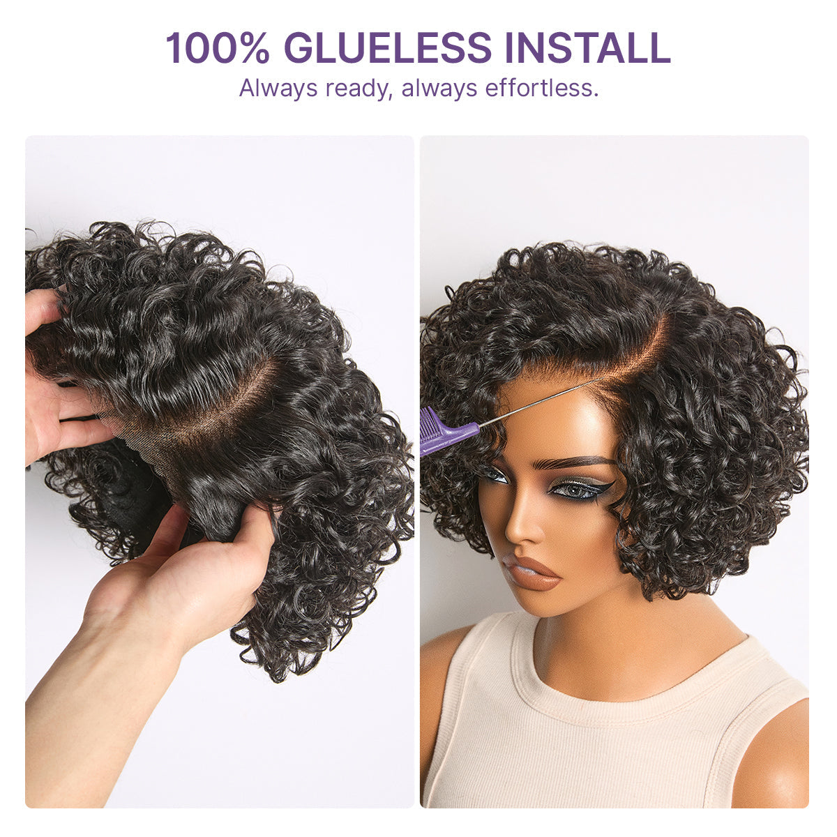 Glueless HD Lace Pixie T-Part Lace Human Hair Wig - Grey | 8"-14"