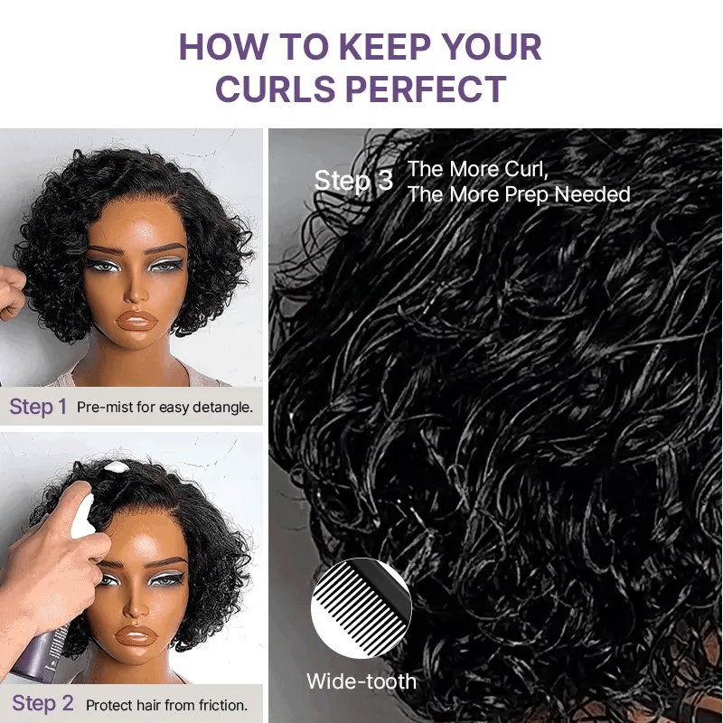 Glueless HD Lace Pixie T-Part Lace Human Hair Wig | 8"-14"