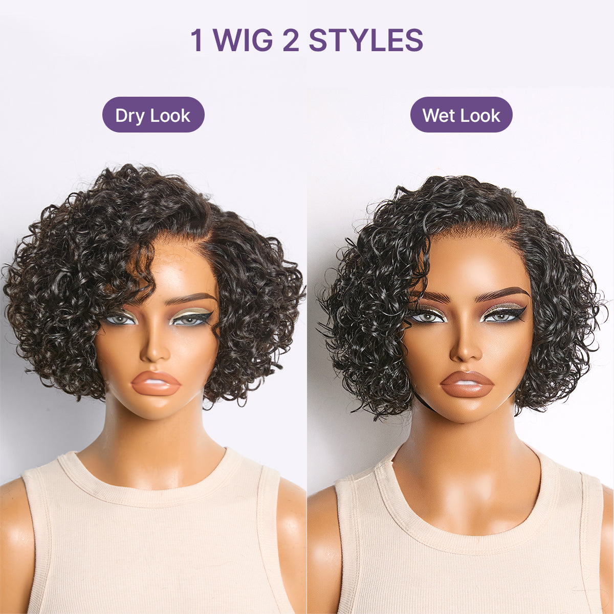 Glueless HD Lace Pixie T-Part Lace Human Hair Wig - Grey | 8"-14"