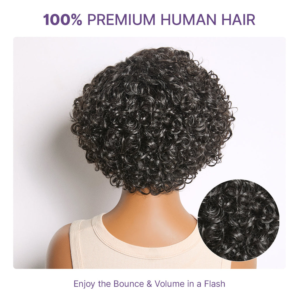 Glueless HD Lace Pixie T-Part Lace Human Hair Wig - Blonde | 8"-14"