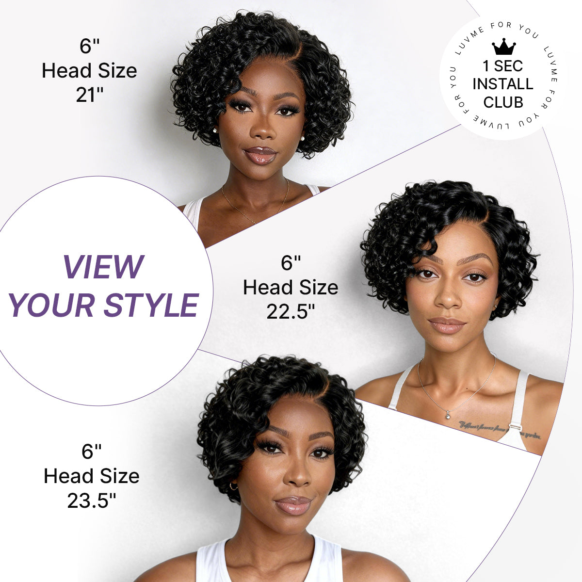 Glueless HD Lace Pixie T-Part Lace Human Hair Wig - Grey | 8"-14"