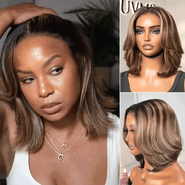 Glueless Layered T-Part Lace Human Hair Wig - Red | 8"-14"