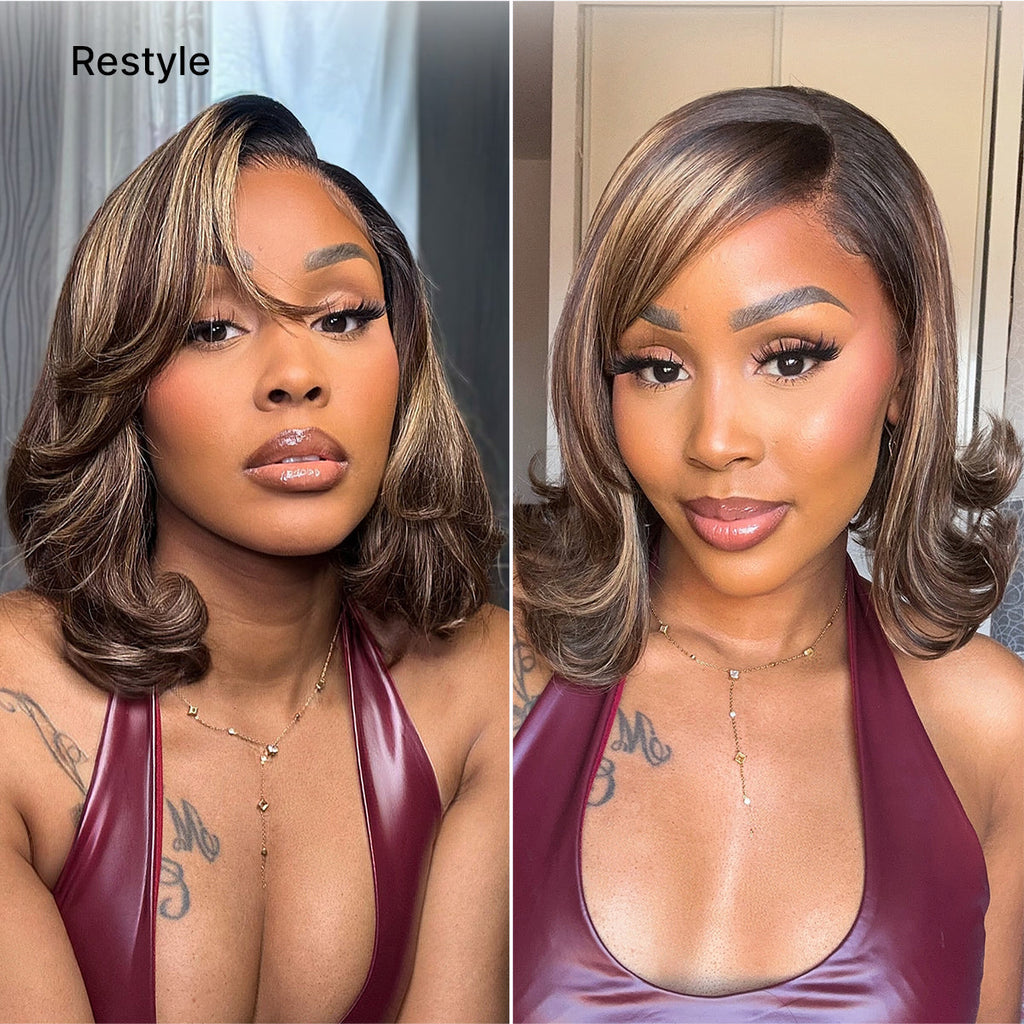 Glueless Layered T-Part Lace Human Hair Wig - Red | 8"-14"