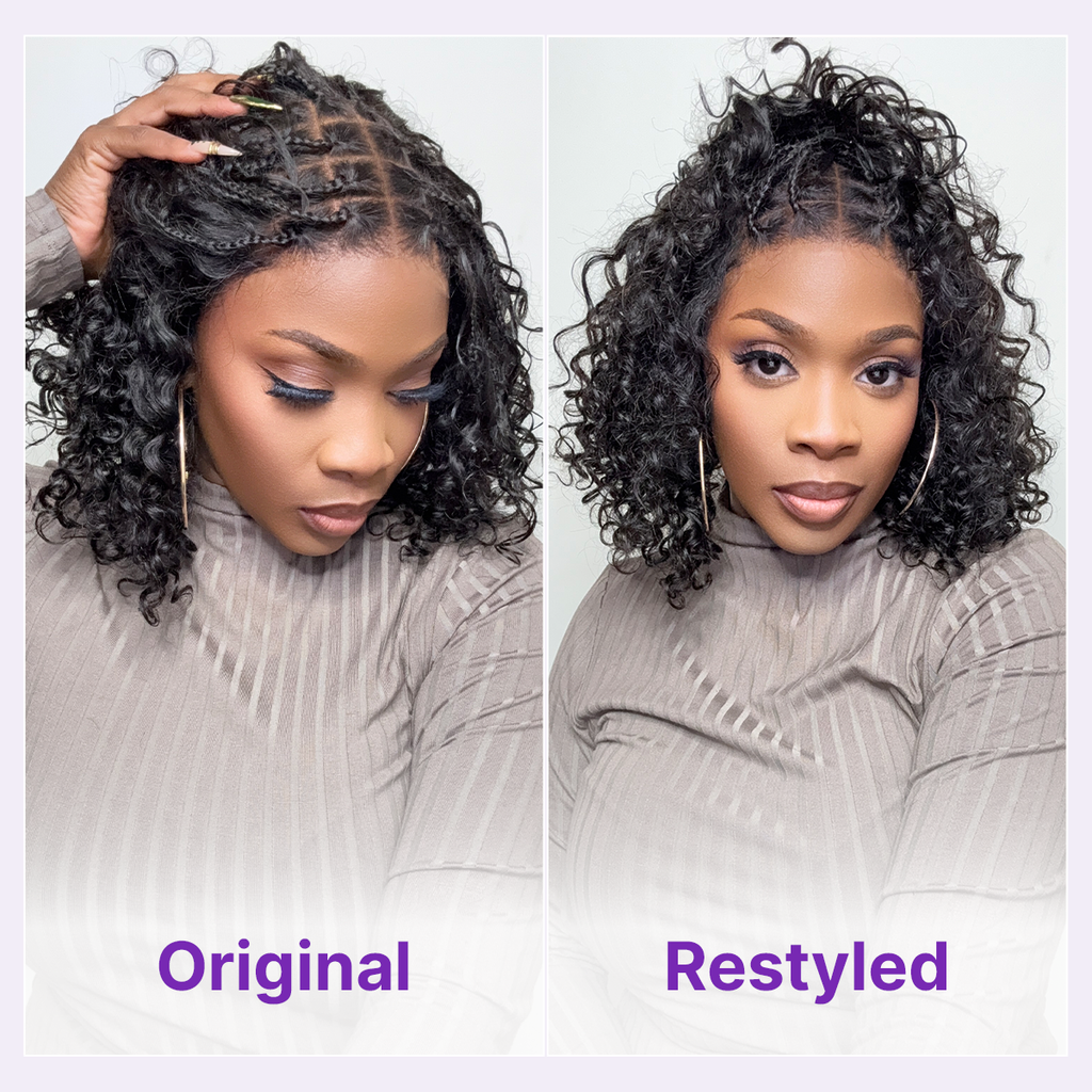 Glueless Braided T-Part Lace Human Hair Wig | 8"-14"