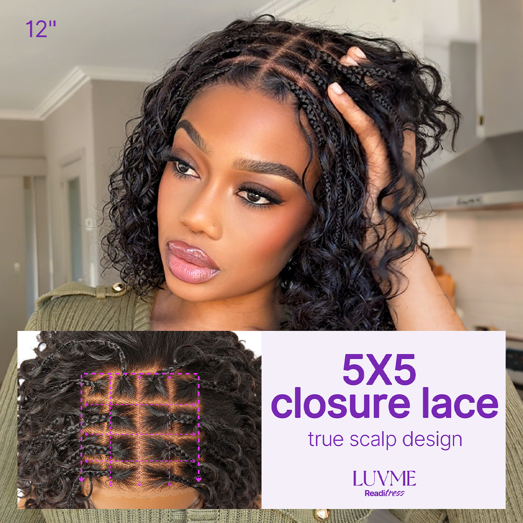 Glueless Braided T-Part Lace Human Hair Wig | 8"-14"