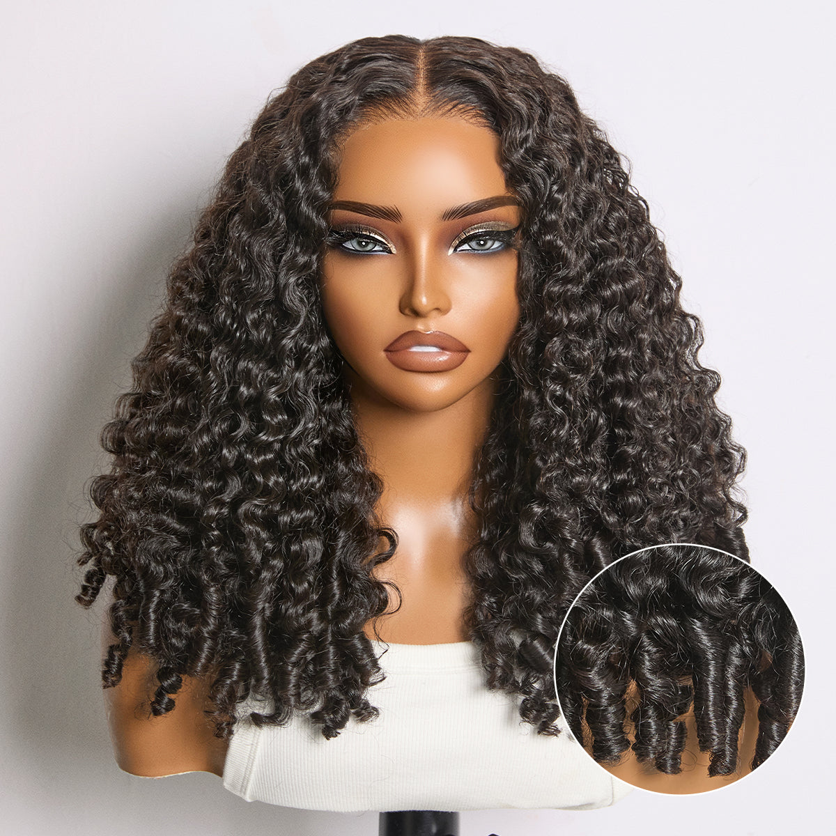 Glueless HD Lace Curly T-Part Lace Human Hair Wig 180% Density | 10"-28"