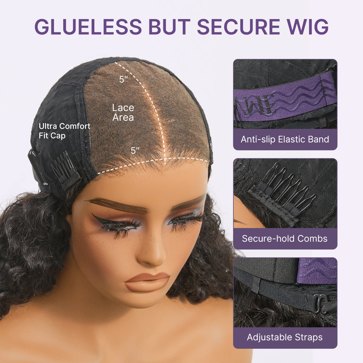 Glueless HD Lace Curly T-Part Lace Human Hair Wig 180% Density | 10"-28"