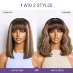 Glueless Bob Human Hair Wig with Bangs | 8"-14"