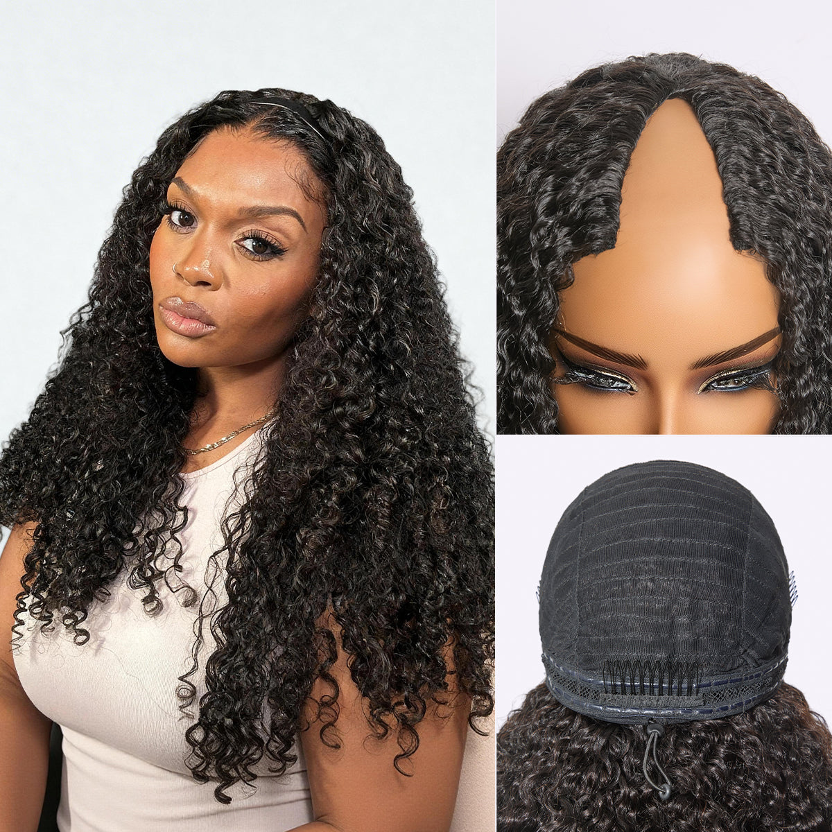 Glueless Curly V-Part Human Hair Wig | 10"-28"