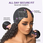 Glueless Curly V-Part Human Hair Wig | 10"-28"