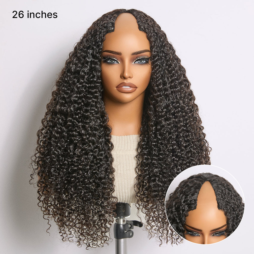 Glueless Curly V-Part Human Hair Wig | 10"-28"