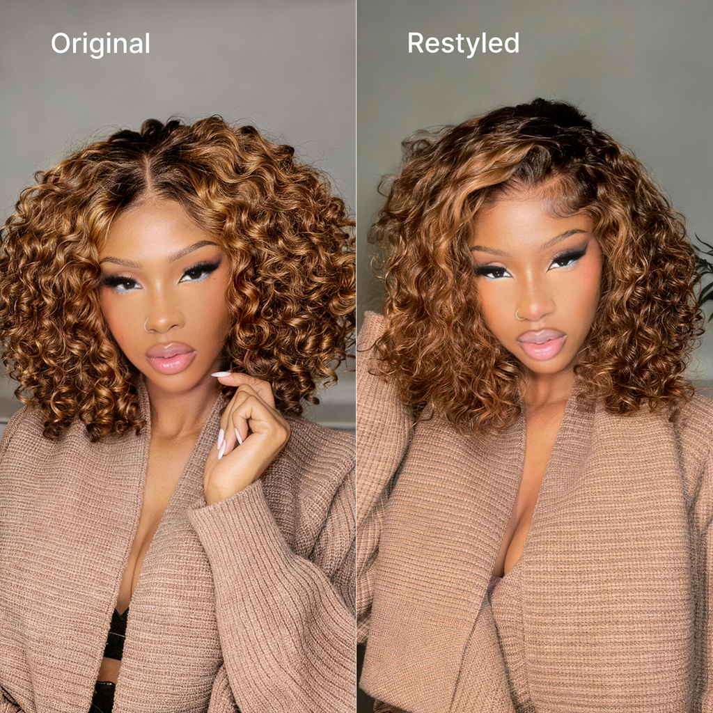 Glueless Curly T-Part Lace Human Hair Wig - Grey | 10"-28"