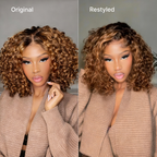 Glueless Curly T-Part Lace Human Hair Wig - Grey | 10"-28"