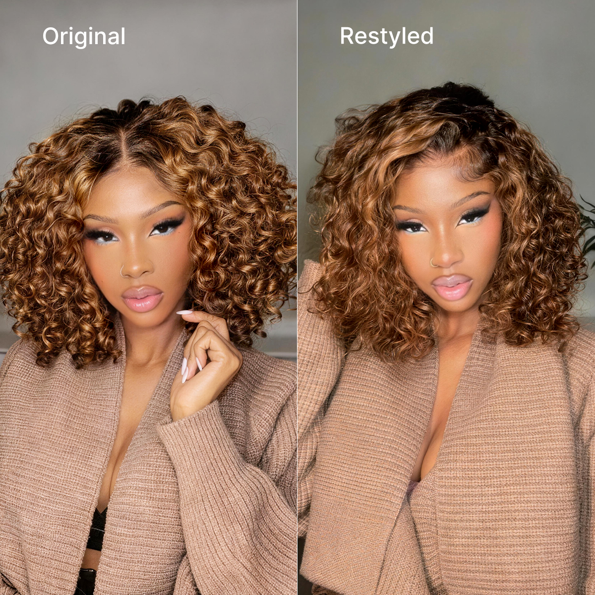Glueless Curly T-Part Lace Human Hair Wig - Grey | 10"-28"