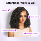 Glueless HD Lace Curly T-Part Lace Human Hair Wig 180% Density | 10"-28"