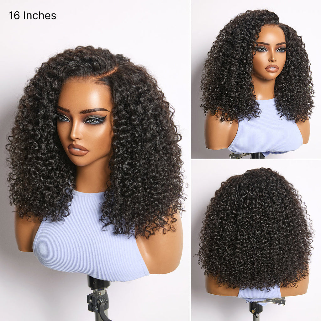 Glueless HD Lace Curly T-Part Lace Human Hair Wig 180% Density | 10"-28"