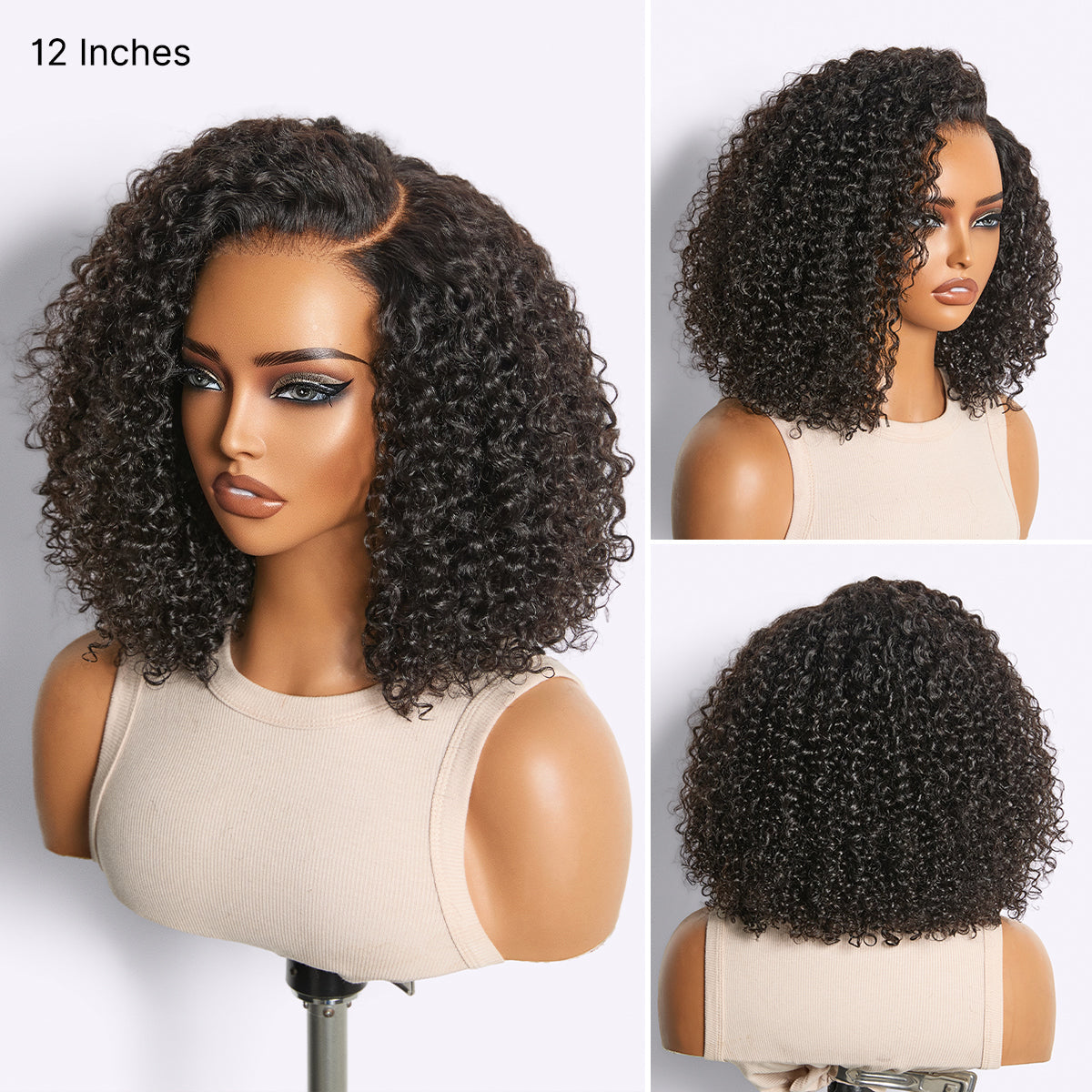 Glueless HD Lace Curly T-Part Lace Human Hair Wig 180% Density | 10"-28"