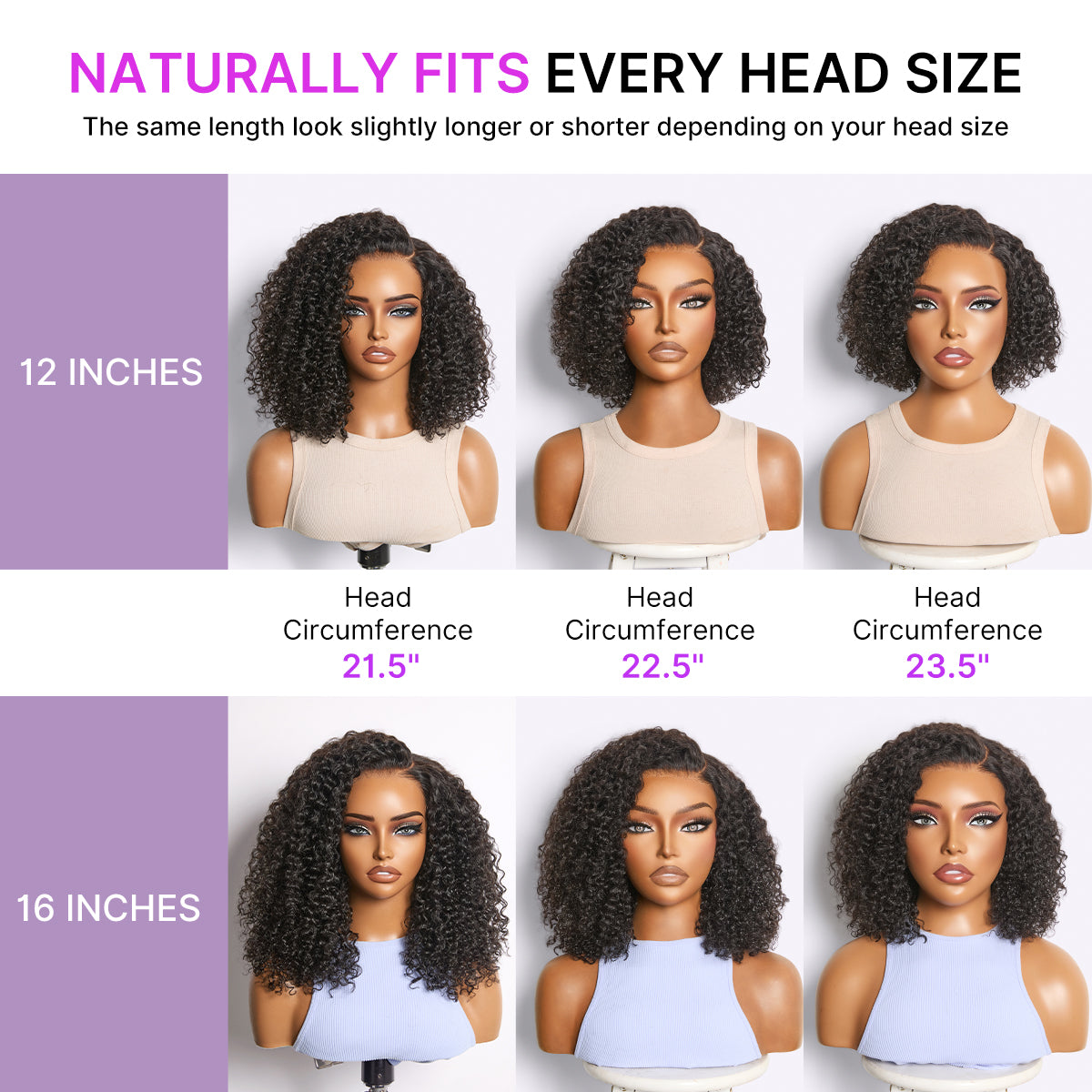 Glueless HD Lace Curly T-Part Lace Human Hair Wig 180% Density | 10"-28"